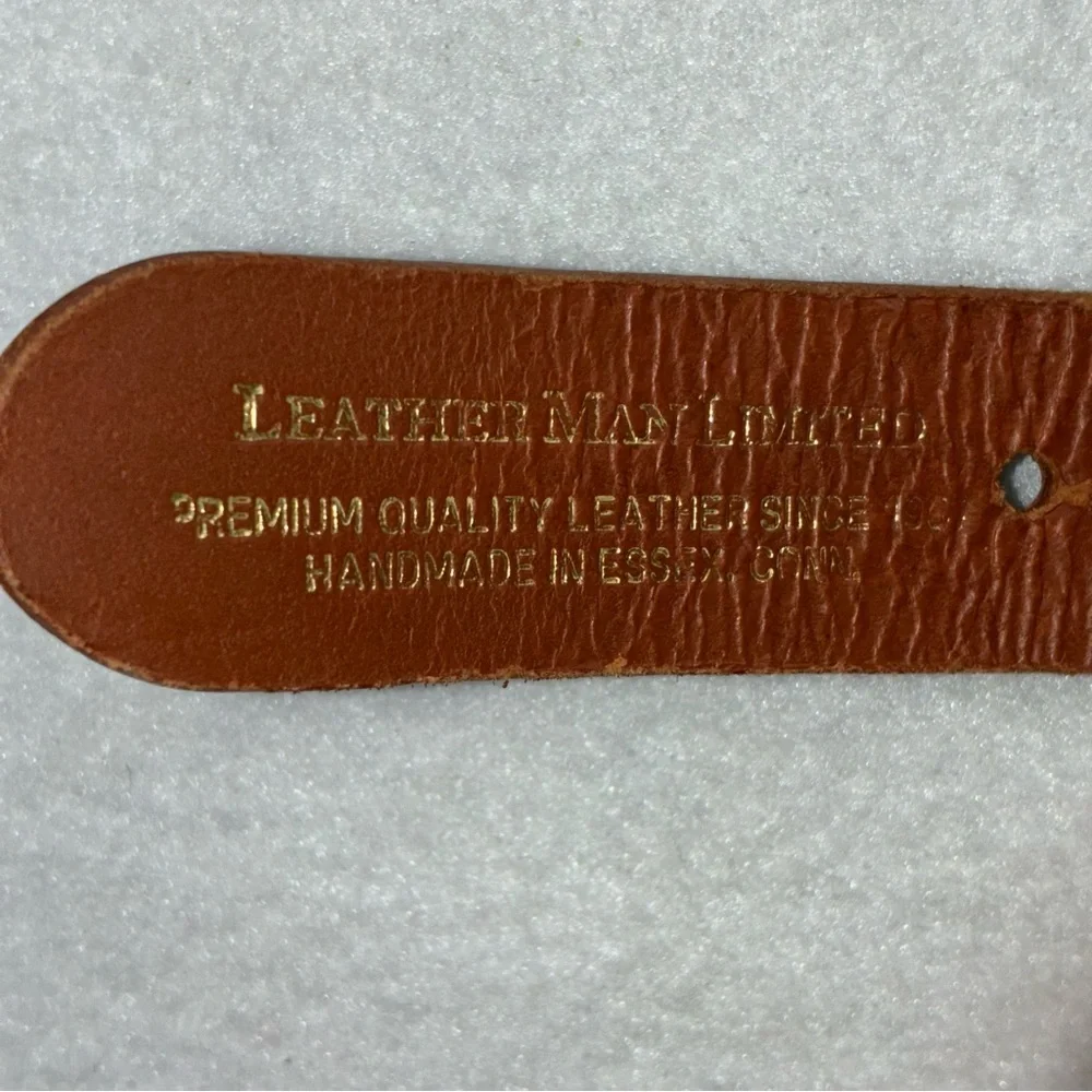 Leather Man Ltd Belt Swallow Ships Wheel Brass Leather Cotton Size 28 Preppy